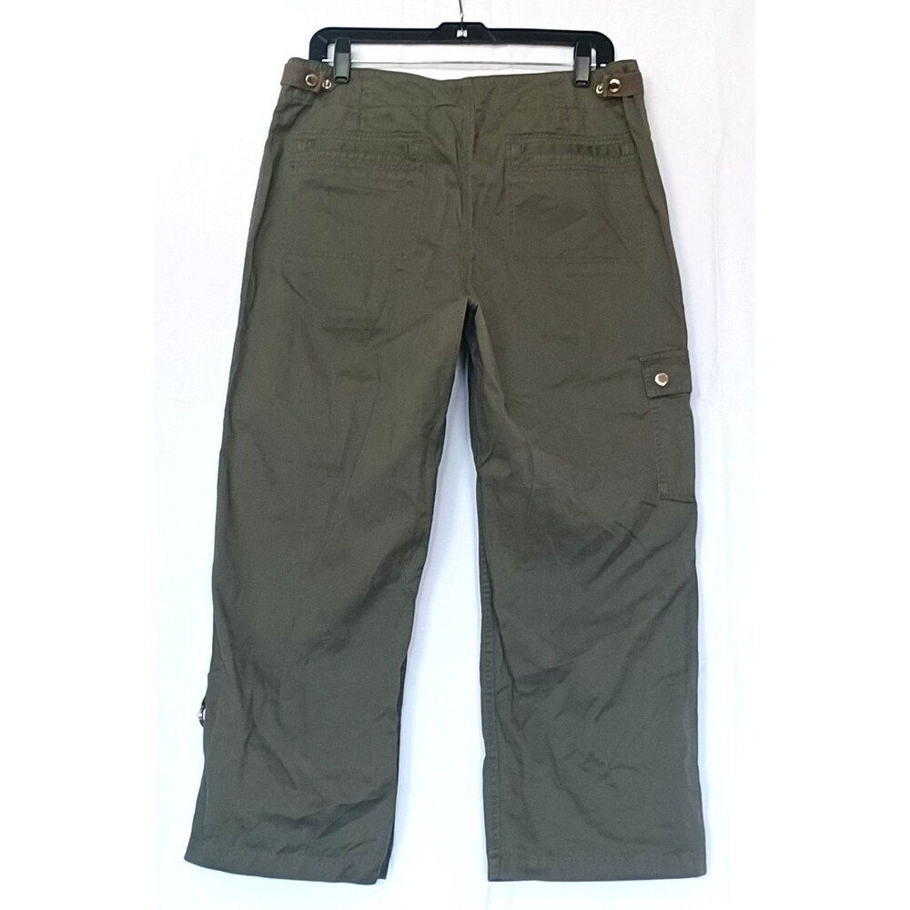 Jones New York Signature Women’s 12 Green Cargo Straight‑Leg Twill Cotton Pants - Picture 4 of 14